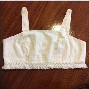 THE COUSIN TO COUTURE WHITE FRINGE CROP TOP L EUC